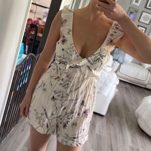 H&M Cream Romper with Purple Floral Print